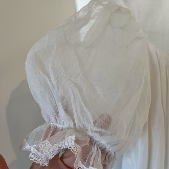 Vintage White Lace Nightgown, Robe and Slipper Set - Picture 8 of 16